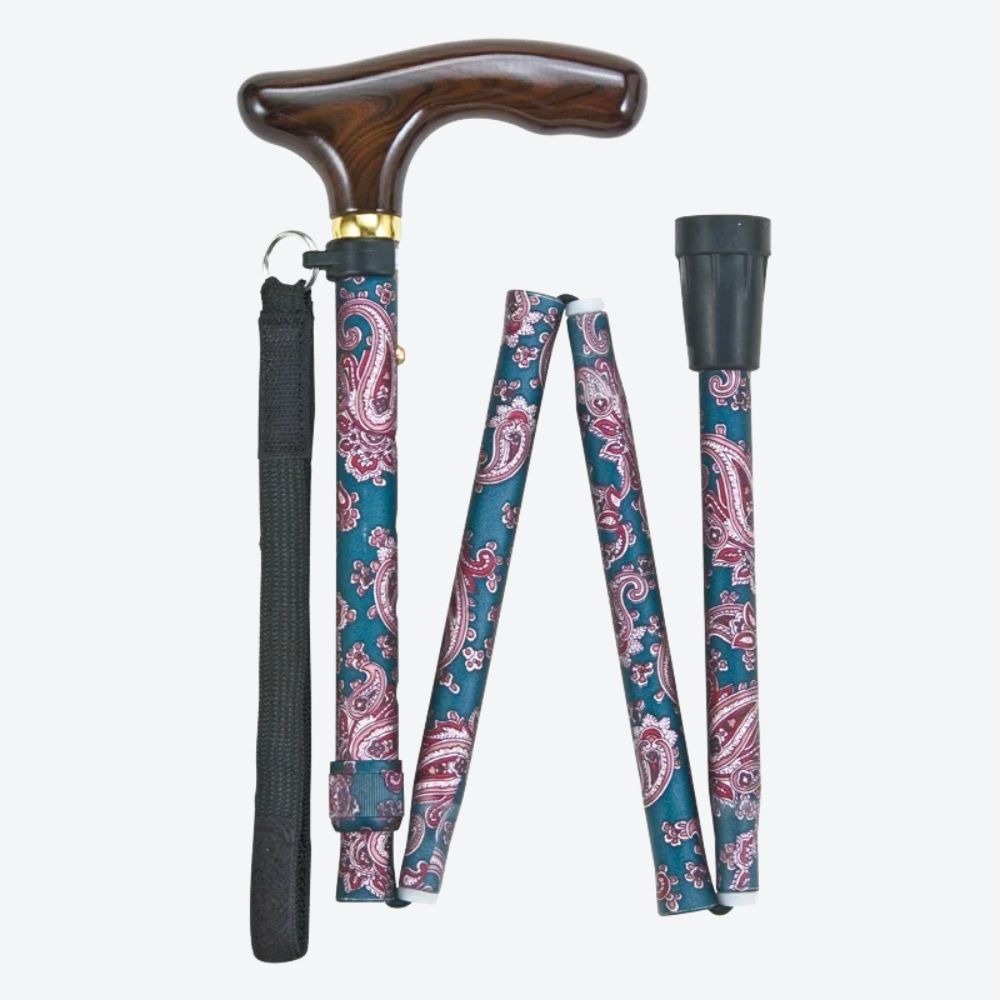 Bengala Feminina Dobrável Floral Azul - Bastoni