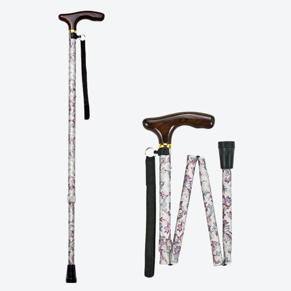 Bengala Feminina Dobrável Floral Azul Petróleo - Bastoni