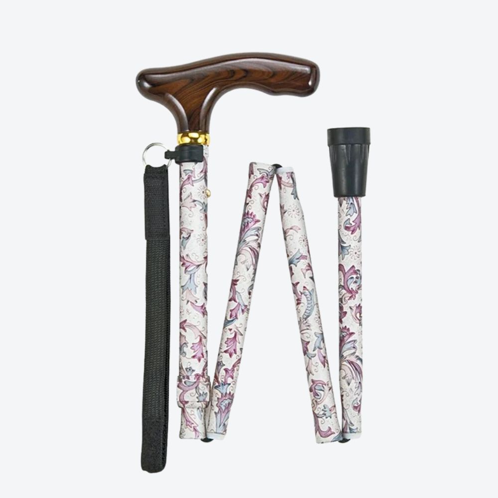 Bengala Feminina Dobrável Floral Azul Petróleo - Bastoni