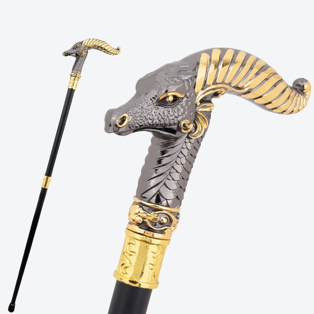 Bengala Metálica Cabra Montesa Prata Escura/Dourado - Bastoni