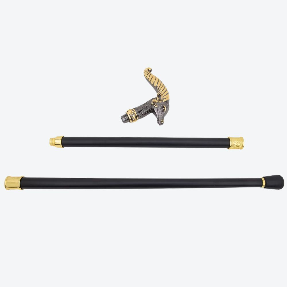 Bengala Metálica Cabra Montesa Prata Escura/Dourado - Bastoni