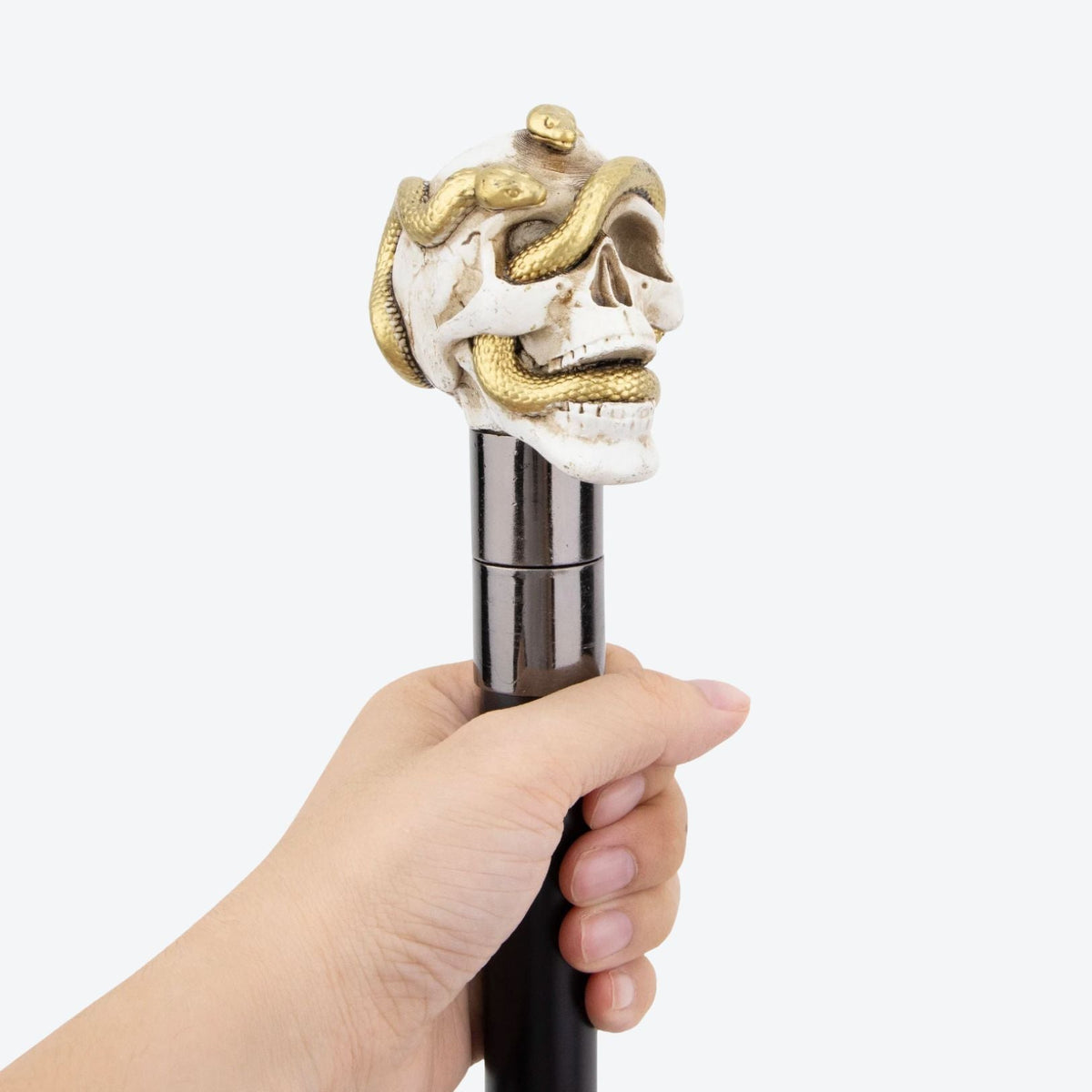 Bengala Metálica Caveira com Serpente Dourada - Bastoni