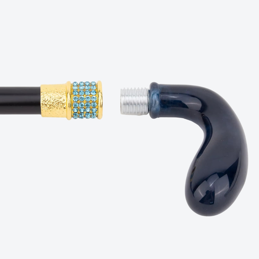 Bengala Metálica Elegante Azul Royal - Bastoni