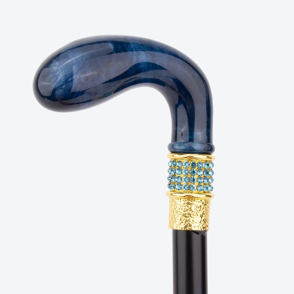 Bengala Metálica Elegante Azul Royal - Bastoni