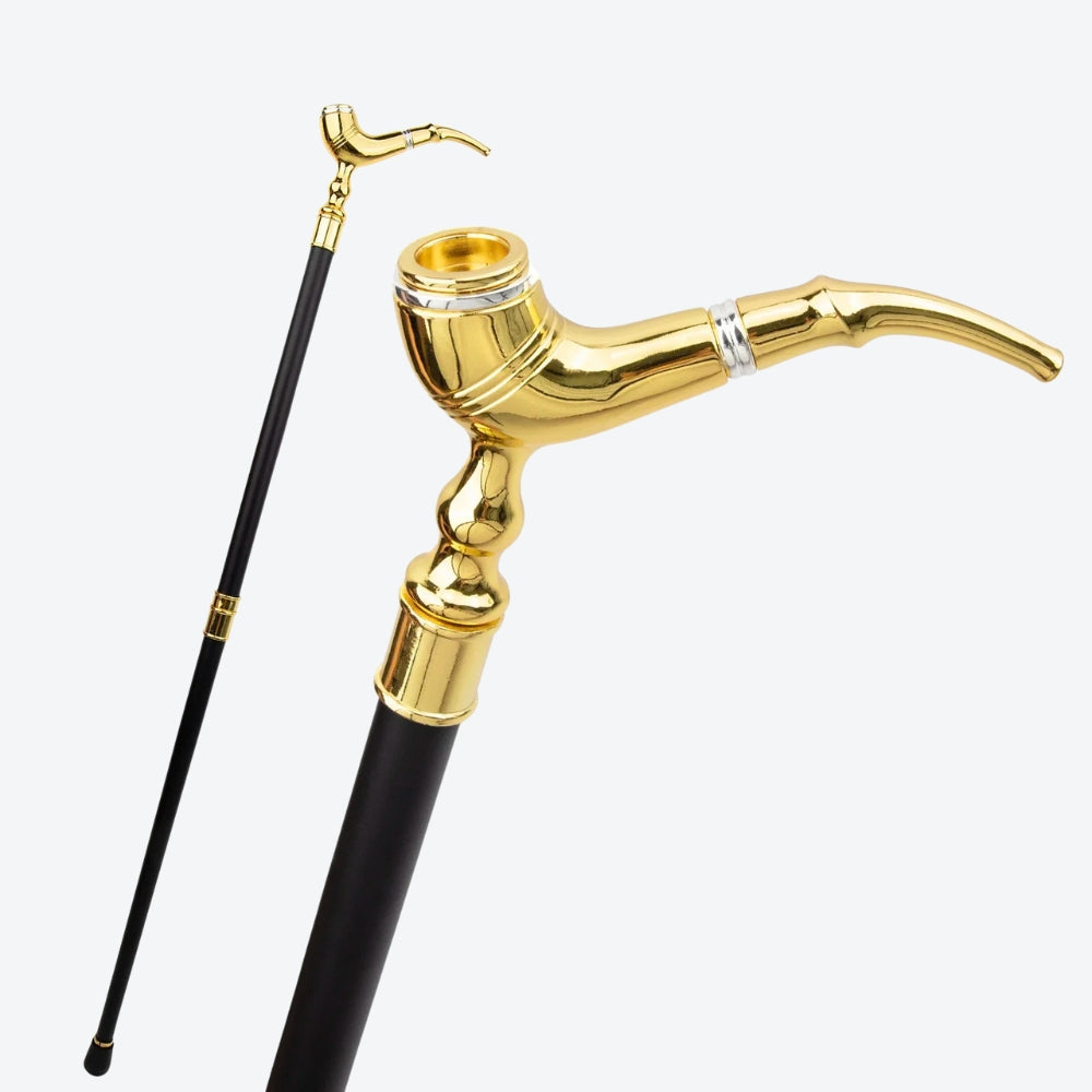 Bengala Metálica Estilo Cachimbo Dourado - Bastoni