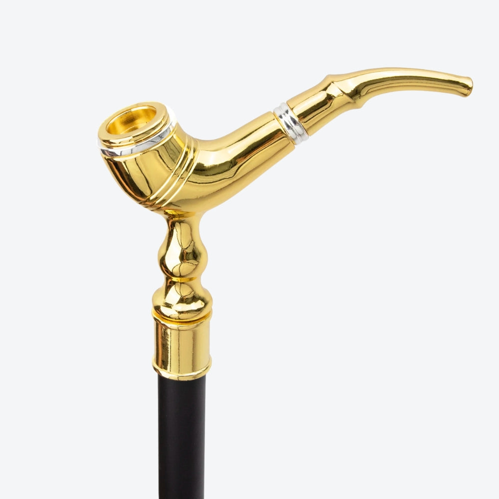 Bengala Metálica Estilo Cachimbo Dourado - Bastoni