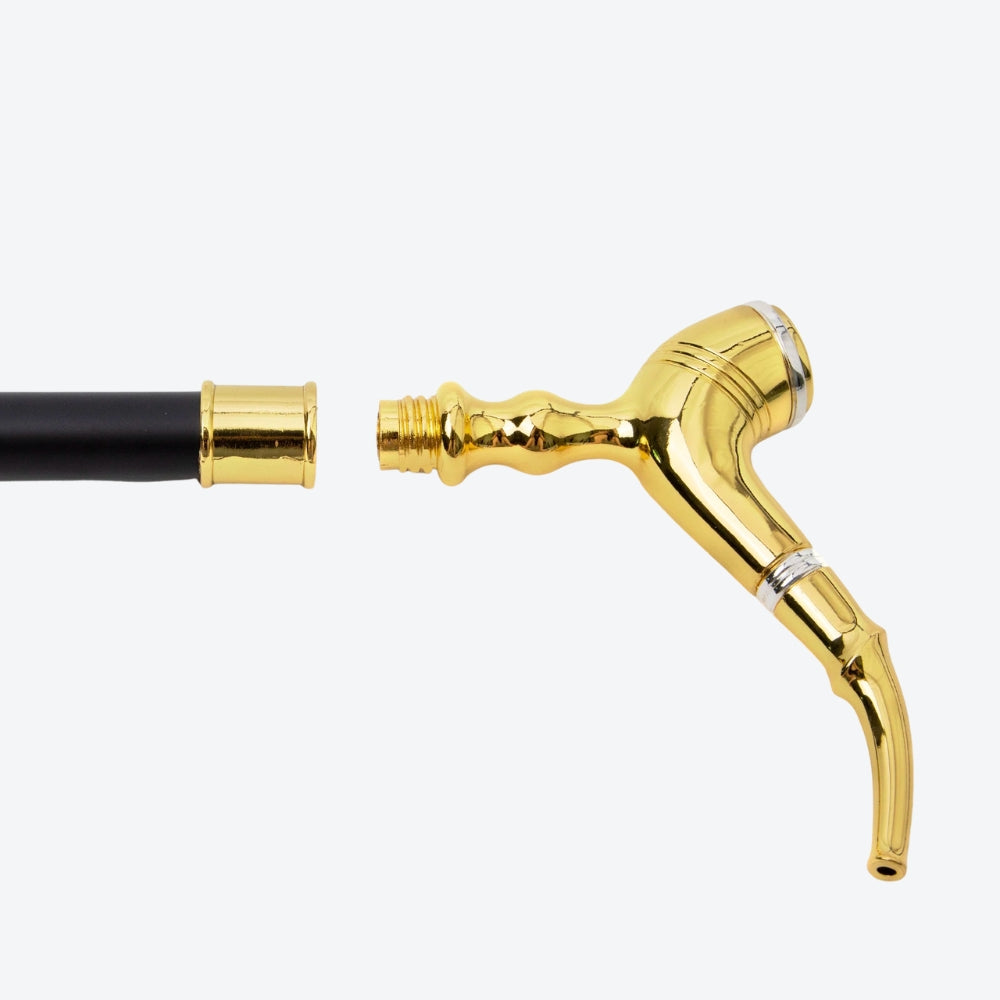 Bengala Metálica Estilo Cachimbo Dourado - Bastoni