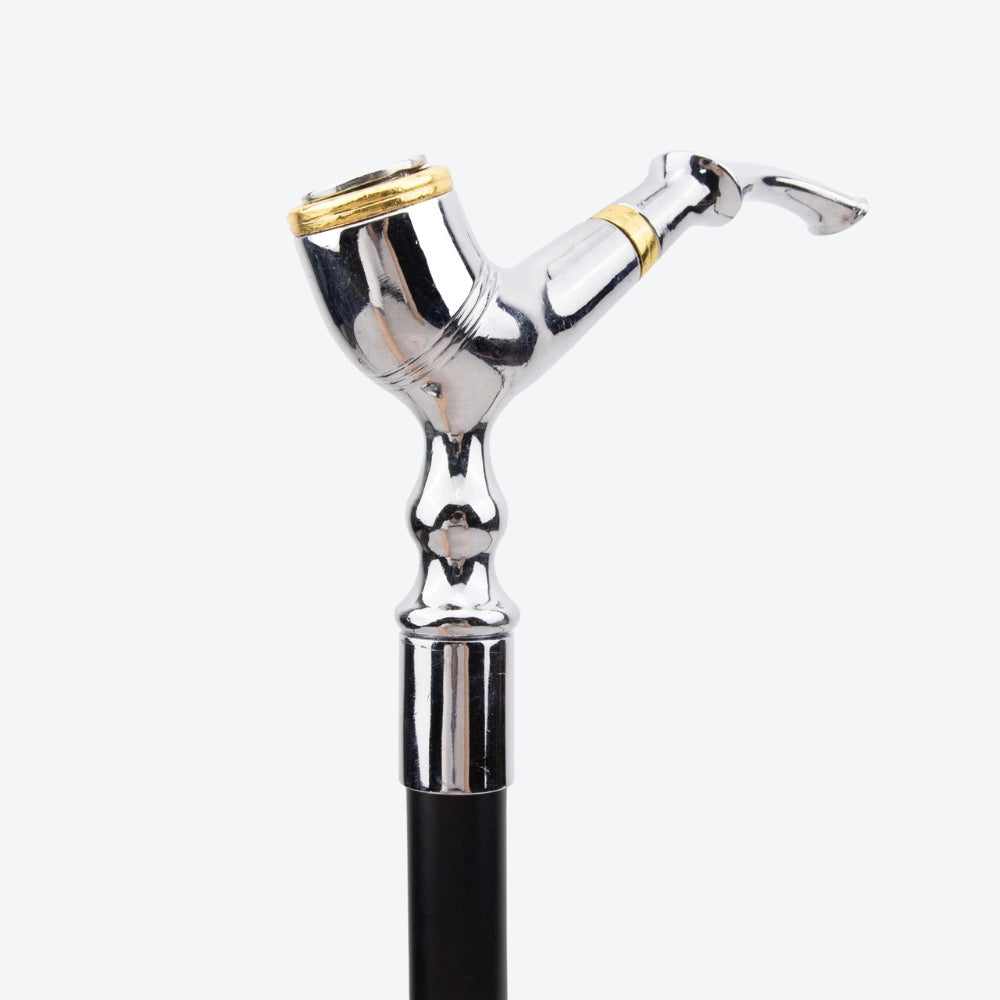 Bengala Metálica Estilo Cachimbo Prata - Bastoni