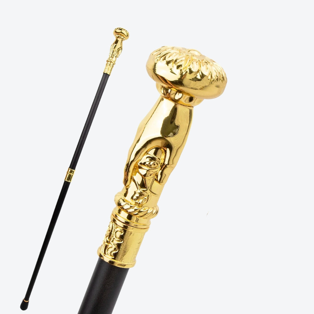 Golden Hand Hold Flower Luxury Fashion Stick for Party Cane Elegant Crosier Knob Walking Stick Performance Stage Cane 93cm - Bastoni