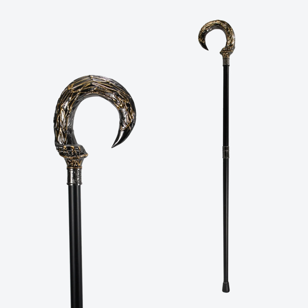 Bengala Metálica Harpia Curva Preta/Prata - Bastoni