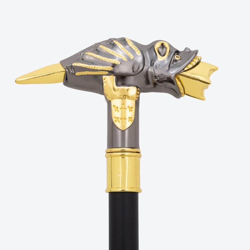 Bengala Metálica Lagarto Dourado/Prata - Bastoni