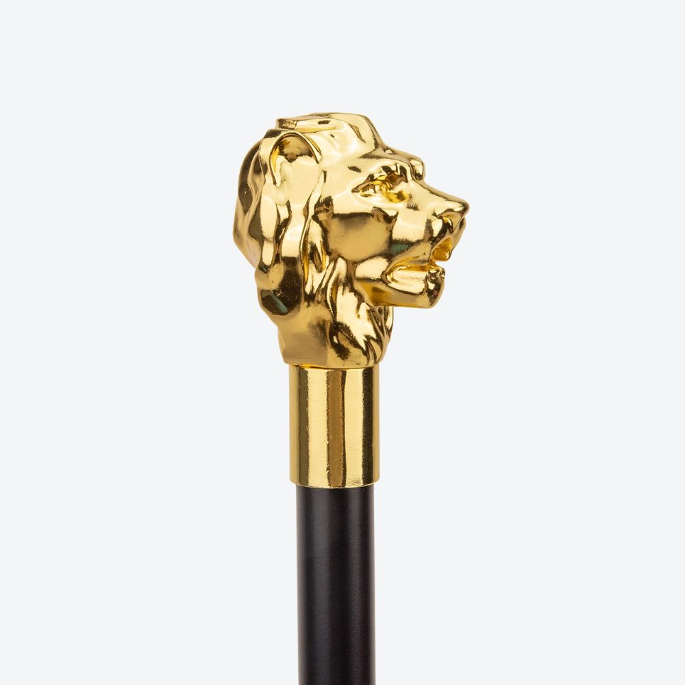 Bengala Metálica Leão Escultural Dourado - Bastoni