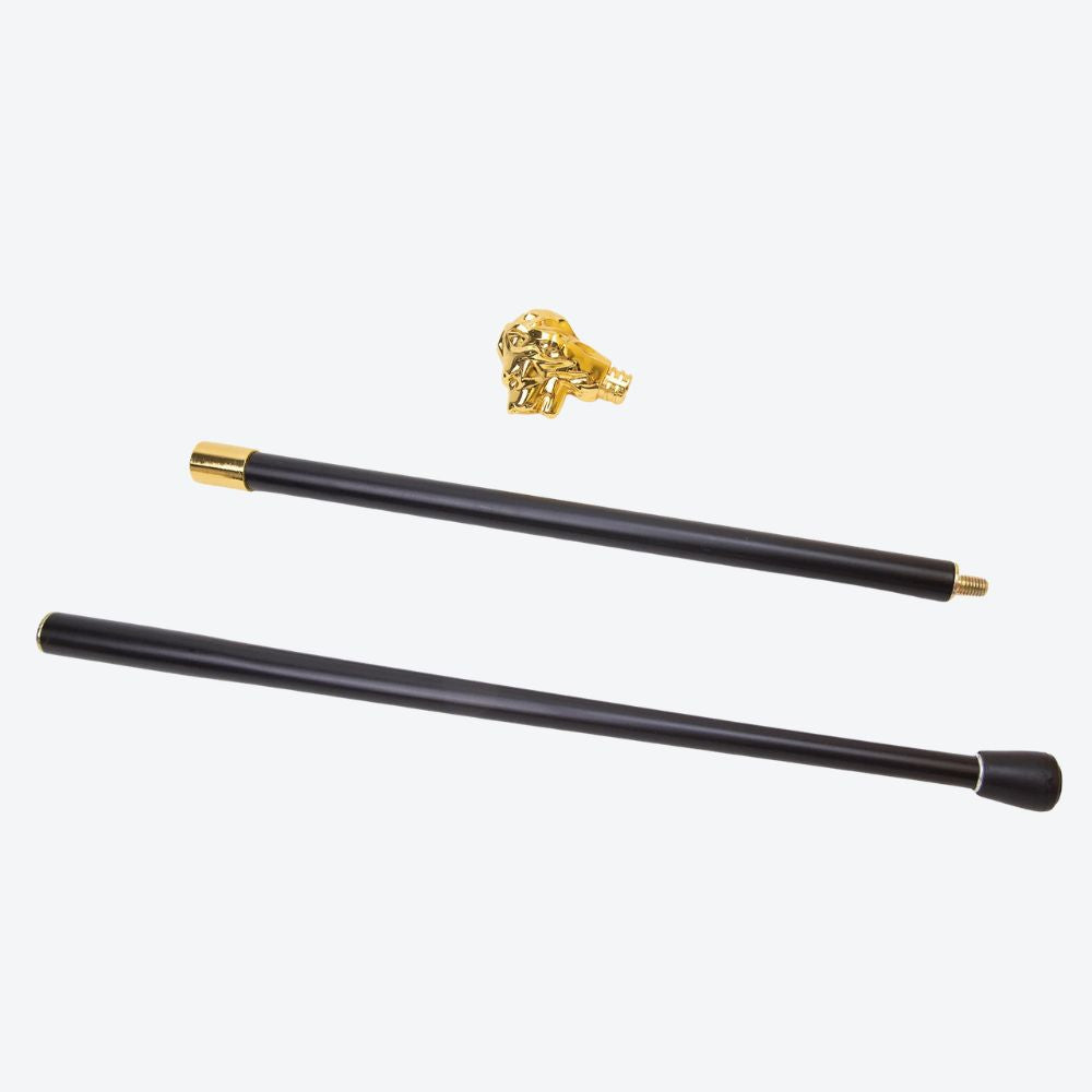 Bengala Metálica Leão Escultural Dourado - Bastoni