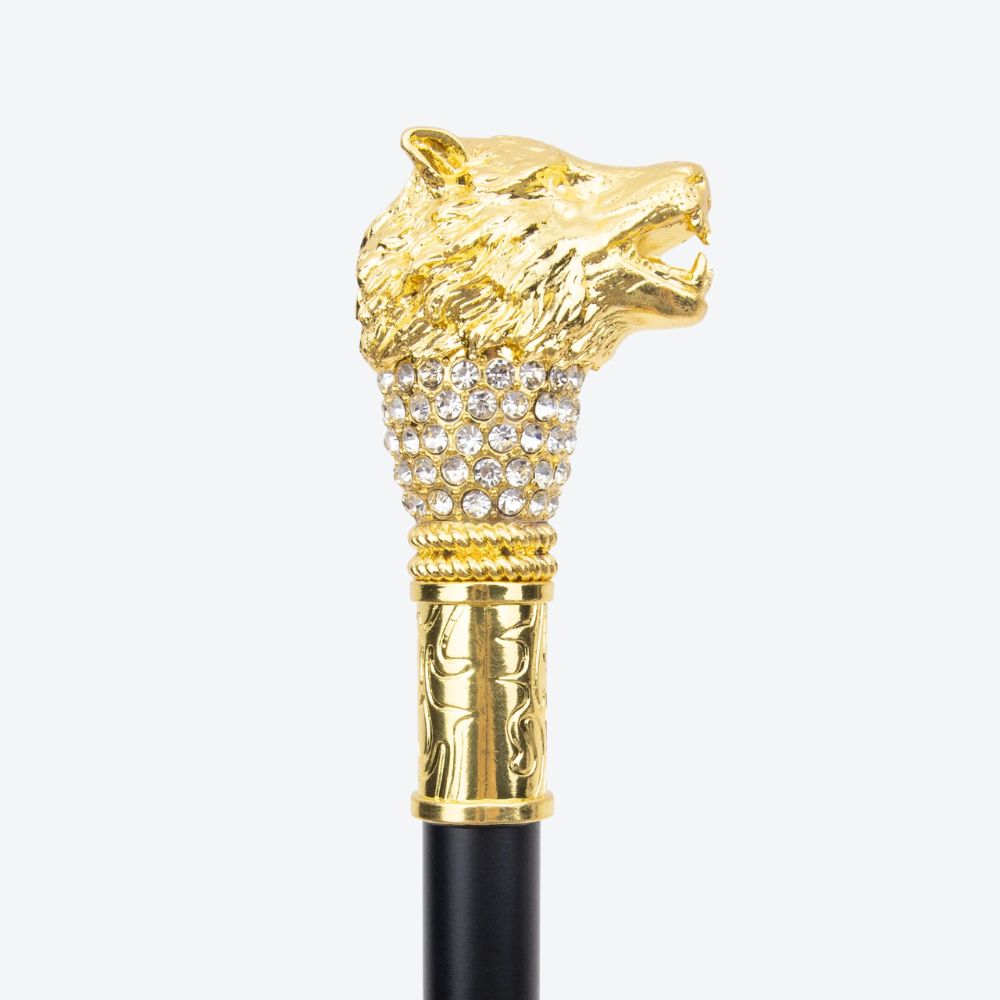 Bengala Metálica Lobo Voraz Dourado - Bastoni
