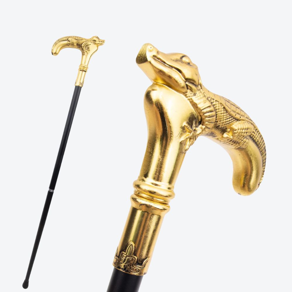 Bengala Metálica Rústica Crocodilo Dourado - Bastoni