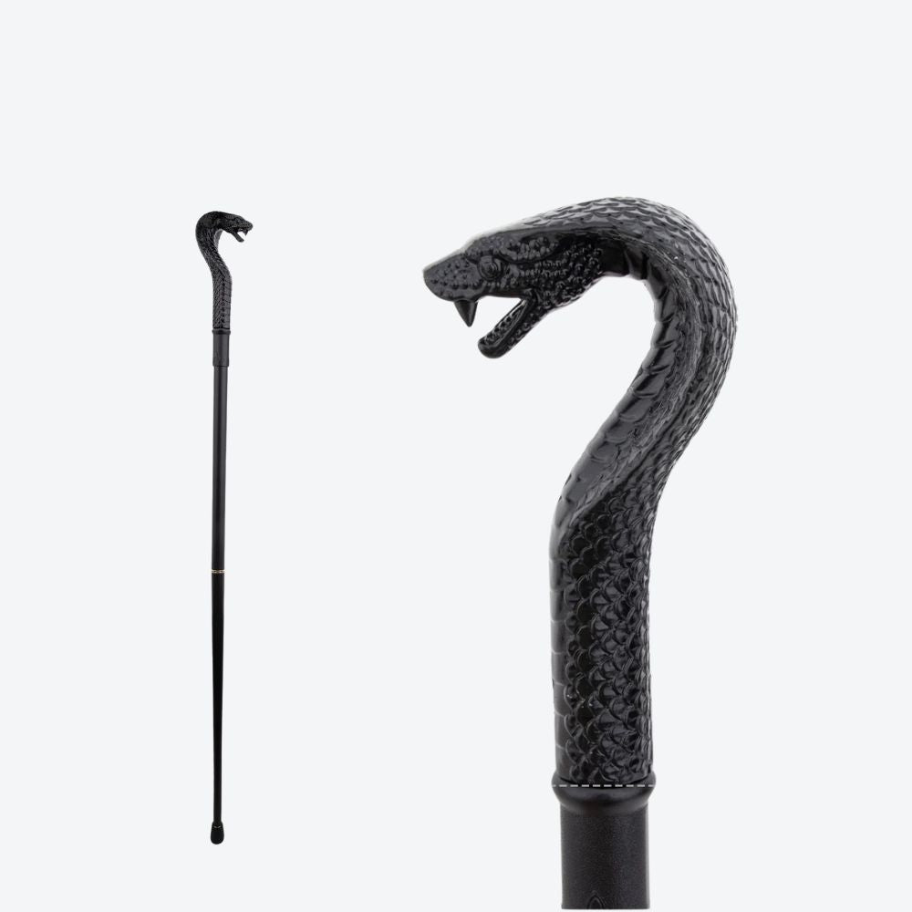 Bengala Metálica Vintage Cobra Negra - Bastoni
