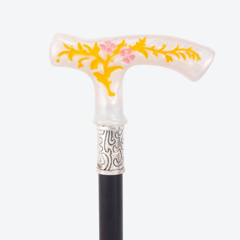 Bengala Metálica Vintage Flores de Verão Branco/Amarelo - Bastoni
