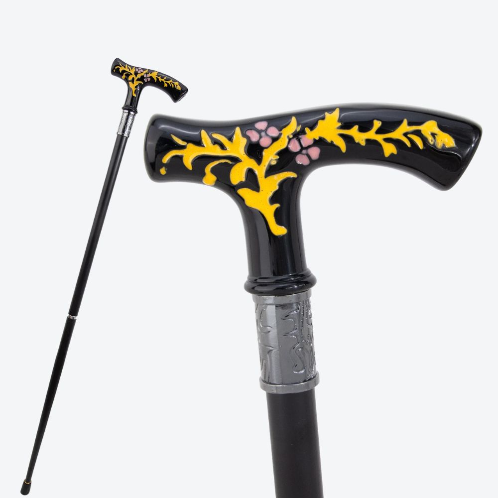 Bengala Metálica Vintage Flores de Verão Preto/Amarelo - Bastoni