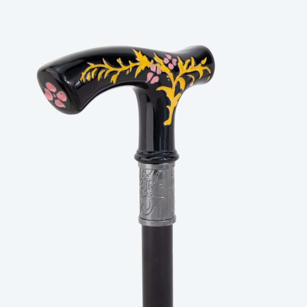Bengala Metálica Vintage Flores de Verão Preto/Amarelo - Bastoni
