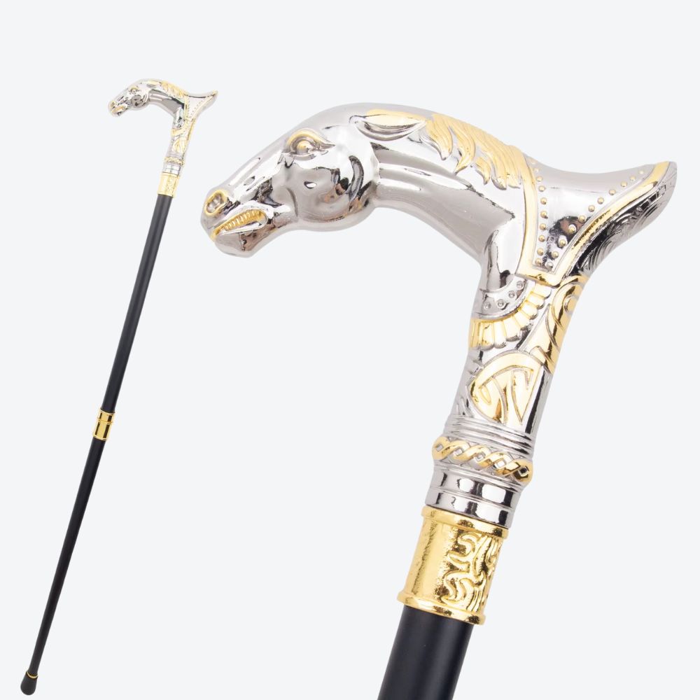 Bengala Metálica de Luxo Cavalo Dourado - Bastoni