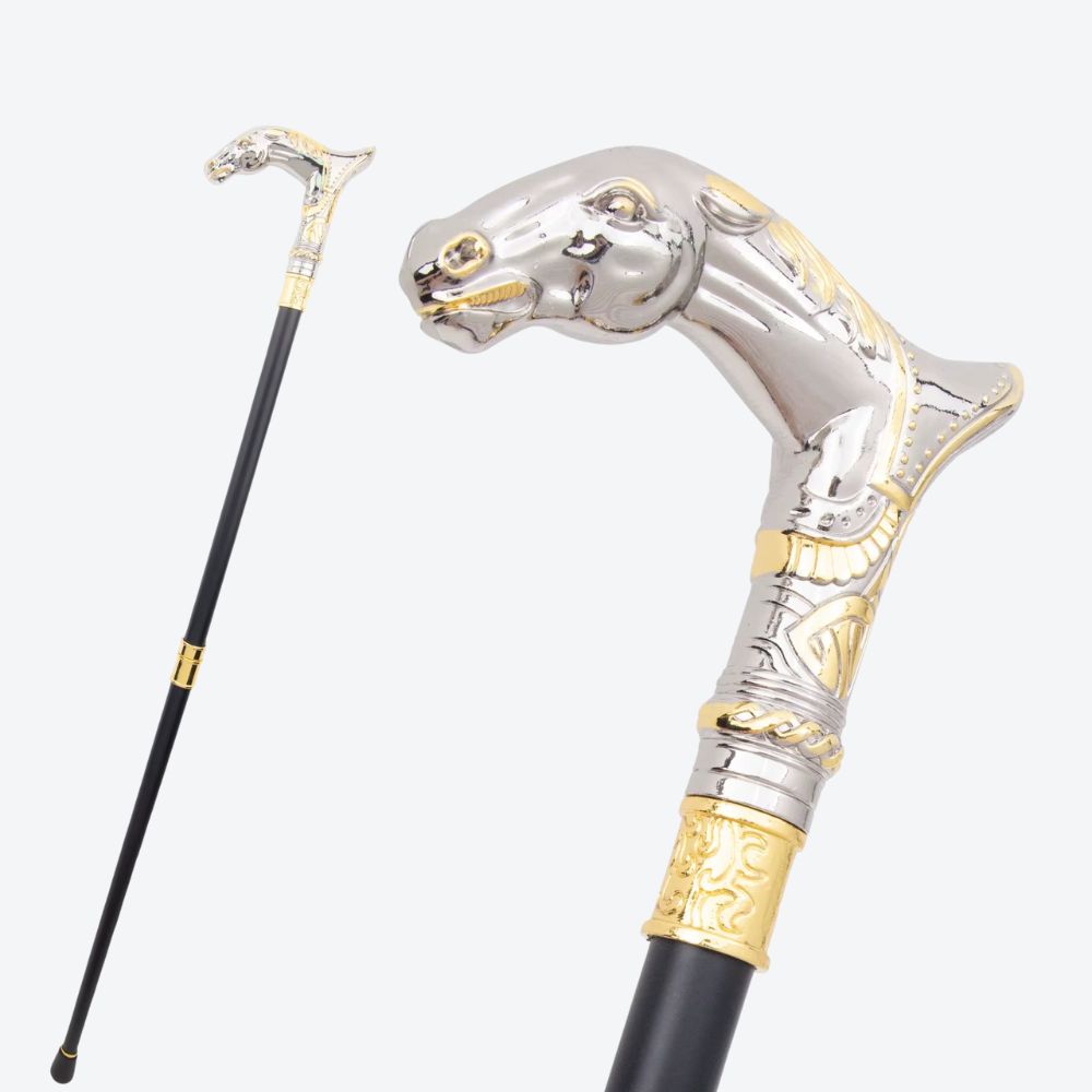 Bengala Metálica de Luxo Cavalo Dourado - Bastoni