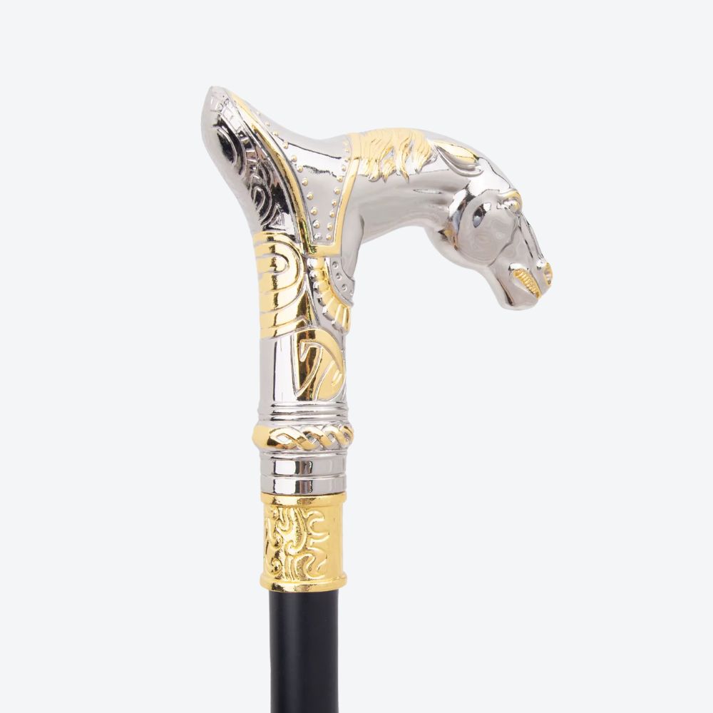 Bengala Metálica de Luxo Cavalo Dourado - Bastoni