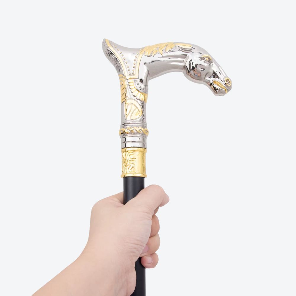 Bengala Metálica de Luxo Cavalo Dourado - Bastoni
