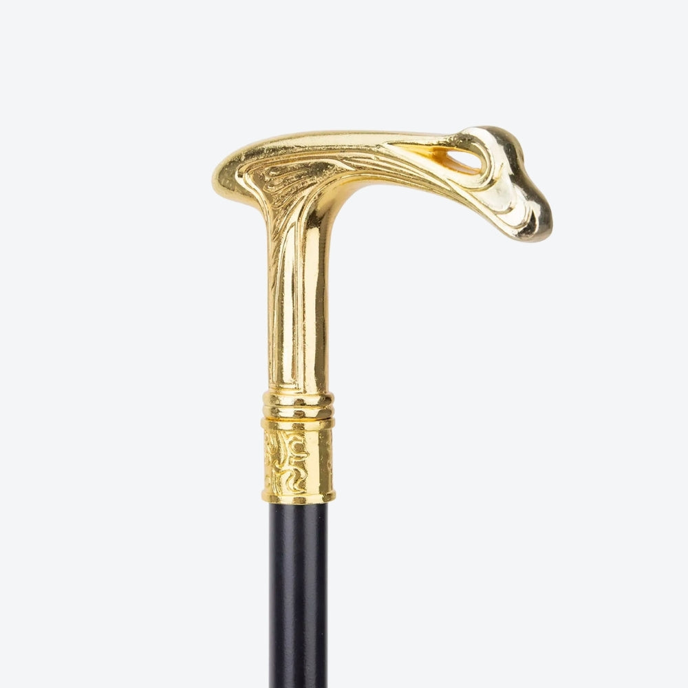 Bengala Vintage Magnata Esculpida Dourada/Preto - Bastoni