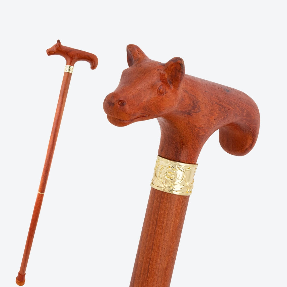 Bengala Vintage de Madeira Vermelha Urso Nobre - Bastoni