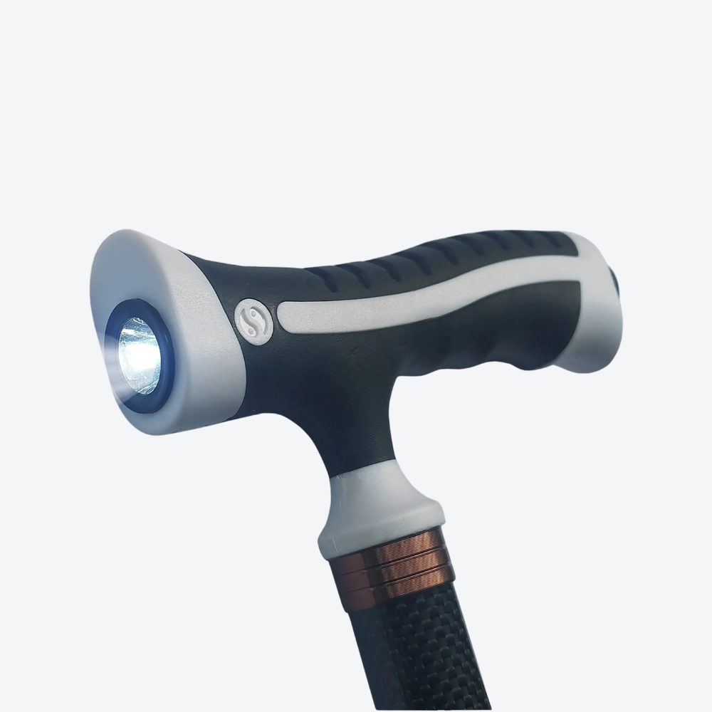 Bengala de Fibra de Carbono Ultraleve com Lanterna - Bastoni