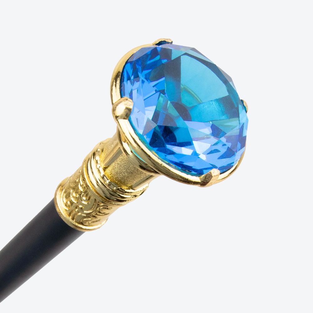 Bengala de Luxo Dourada Diamante Azul Bastoni