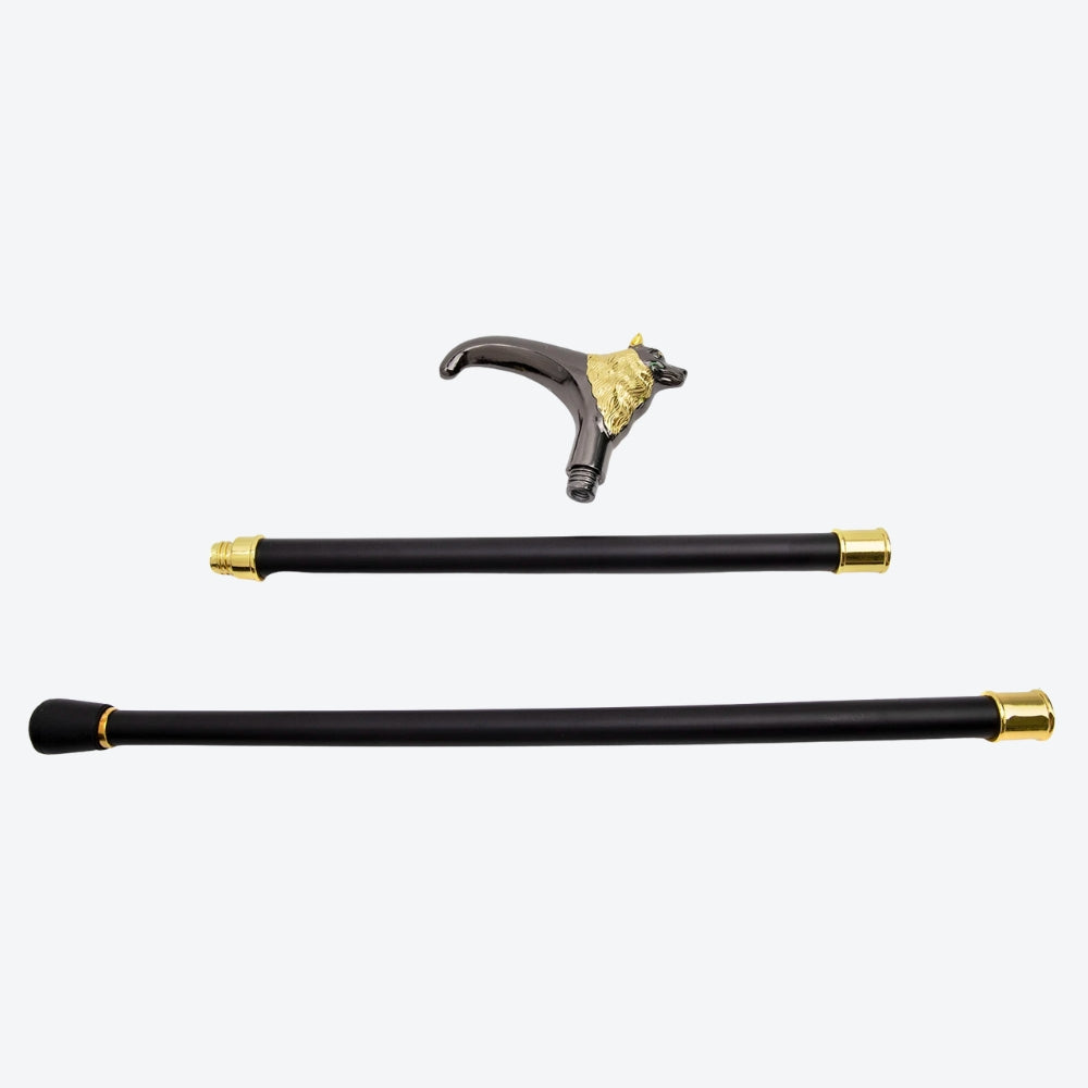 Bengala de Luxo Raposa Imperial Preto/Dourado - Bastoni