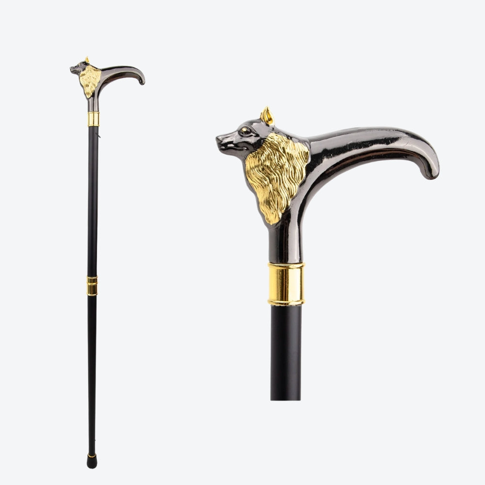 Bengala de Luxo Raposa Imperial Preto/Dourado - Bastoni