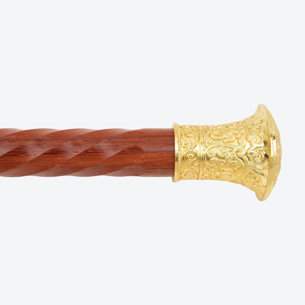 Bengala de Madeira Astro Dourado com Punho de Pega Circular - Bastoni