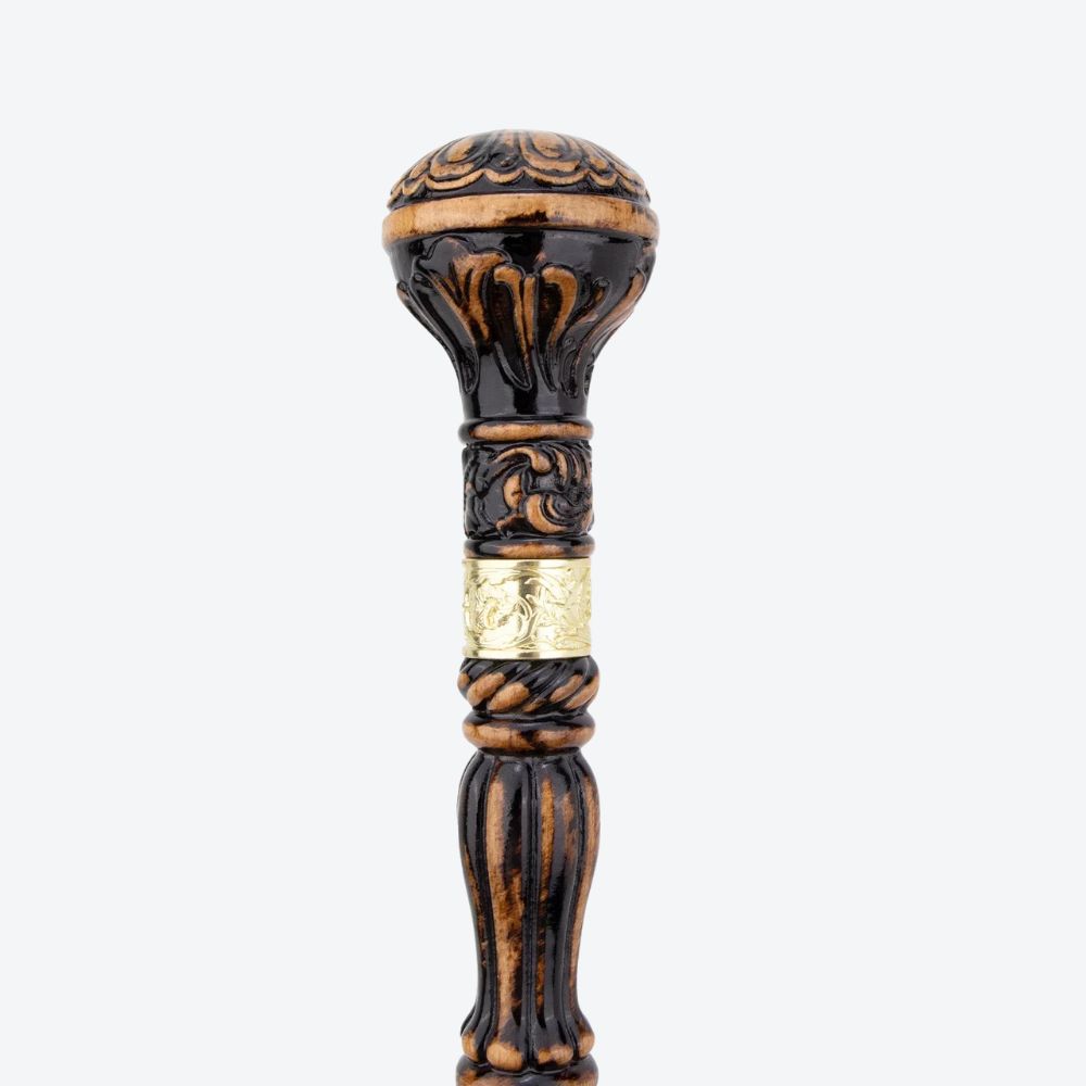 Bengala de Madeira Clássica Pomo Entalhado - Bastoni