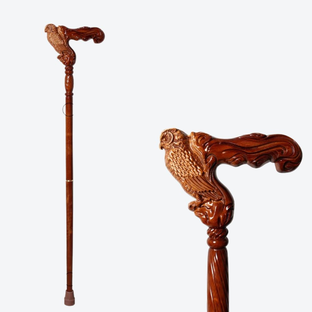 Bengala de Madeira de Faia Alemã Estilo Coruja - Bastoni