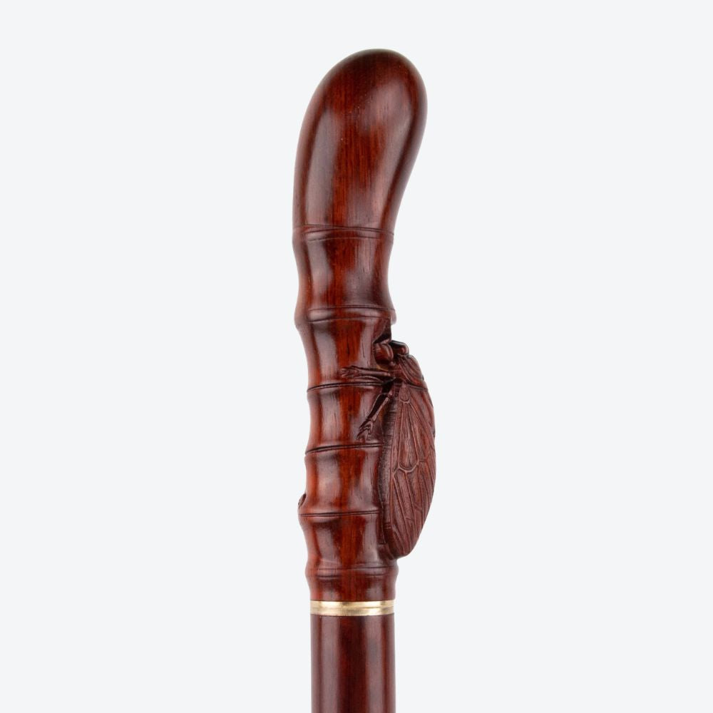 Brown Cicada Bamboo Wooden Single Joint Fashion Walking Stick Decorative Cospaly Cane Halloween Mace Crutch  Wand Crosier 100cm - Bastoni