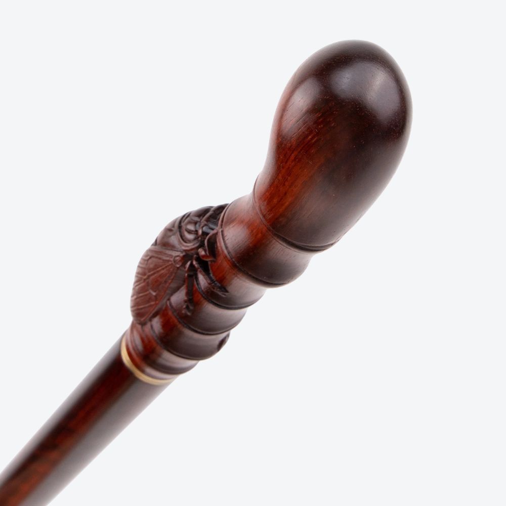 Brown Cicada Bamboo Wooden Single Joint Fashion Walking Stick Decorative Cospaly Cane Halloween Mace Crutch  Wand Crosier 100cm - Bastoni