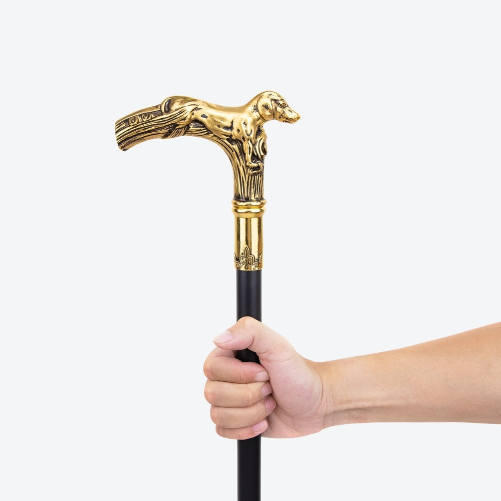 Golden Dog Handle  Single Joint Fashion Stick Vampire Cospaly Party Walking Cane Halloween Crosier 93cm Performance Stage Cane - Bastoni