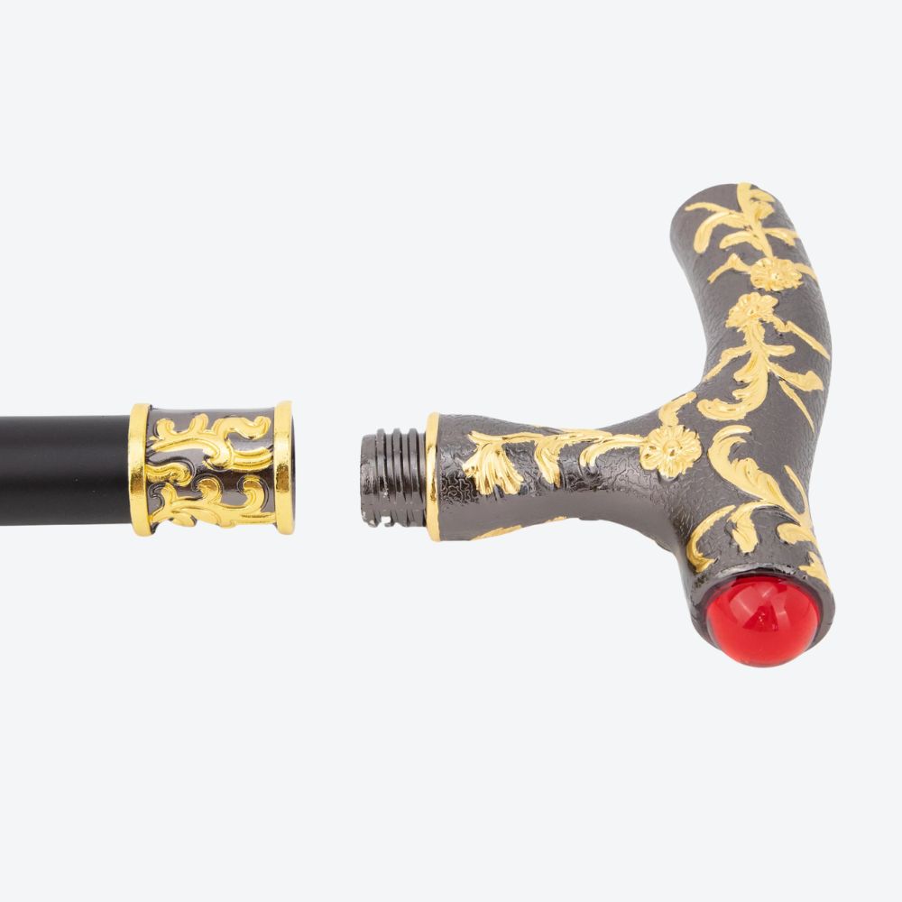 Red Diamond Golden Black Flower Ball Fashion Stick Decorative Stick Cospaly Party Cane Crosier 92cm  Performance Stage Cane - Bastoni